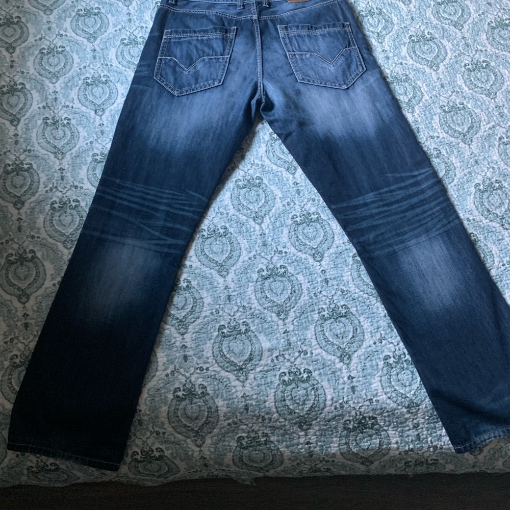 BKE Men's Dark Blue Straight Jeans